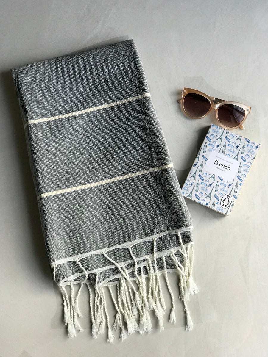 Authentic Ella Grey Monogrammed Pestemal Fouta Turkish Cotton Hand/Bath Towel  Set of 2 - On Sale - Bed Bath & Beyond - 12128128