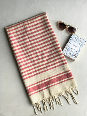 Hammam Towel - DESERT PINK w/ Natural Stripes