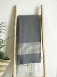 Hammam Towel - GREY w/ Natural Stripes